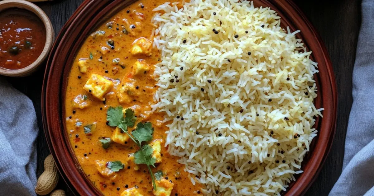 A vibrant spread of quick Indian vegetarian dishes, including golden lemon rice garnished with curry leaves, stuffed parathas, creamy paneer butter masala, and a bowl of spiced lentil dal, arranged on a wooden table with fresh herbs and spices.